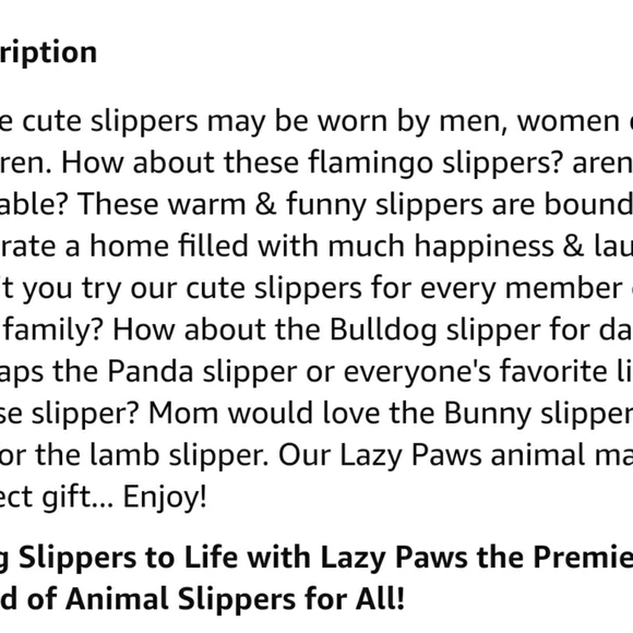 Lazy Paws Adult Sized Animal Slippers - Picture 5 of 10